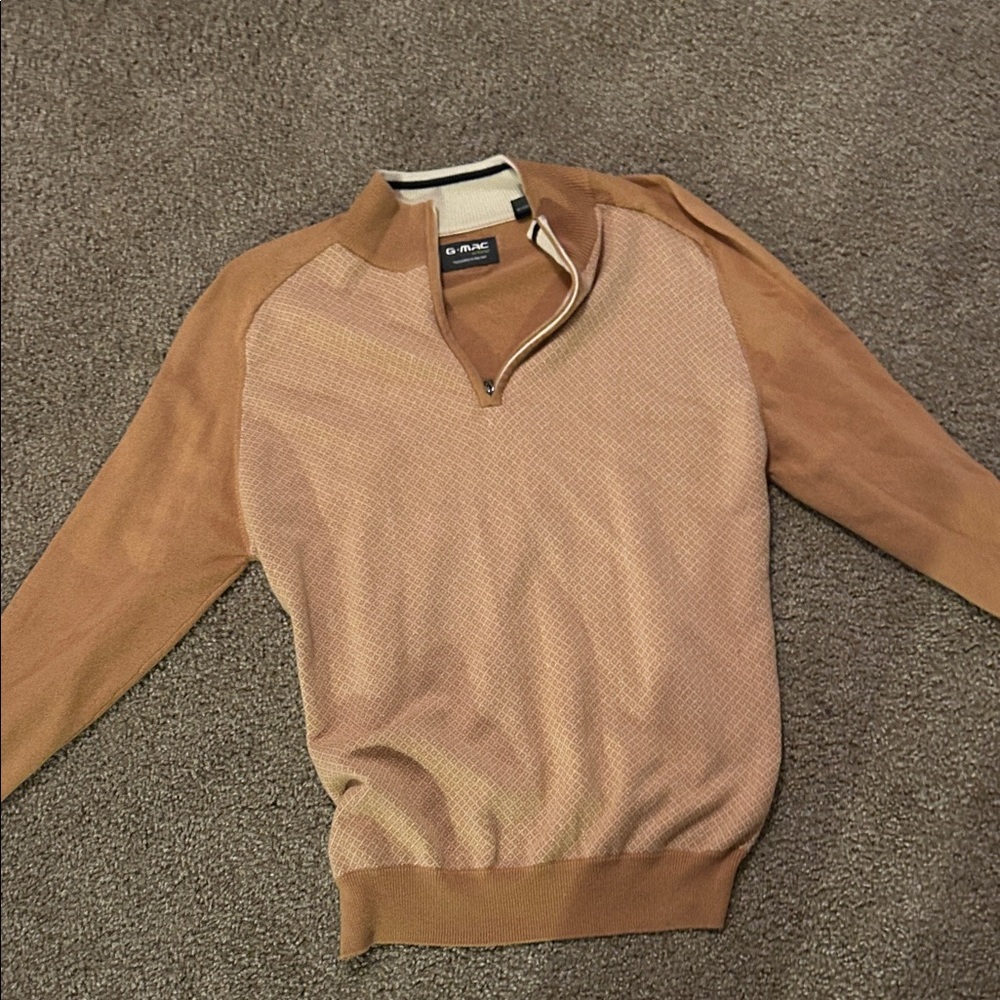 NWOT Kartell Men's Gold Tan Zip-Up Sweater